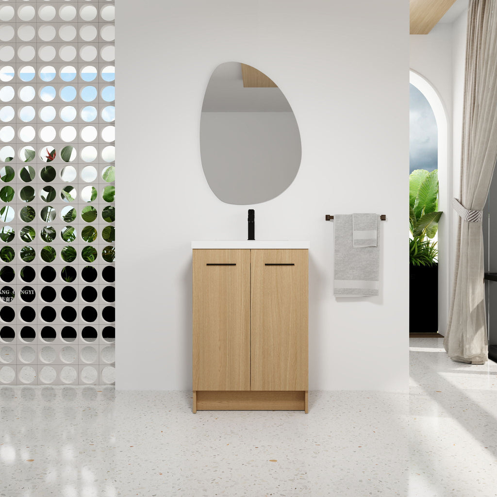 Floating Bathroom Vanity With Sink, Wall Mounted Double Door Storage