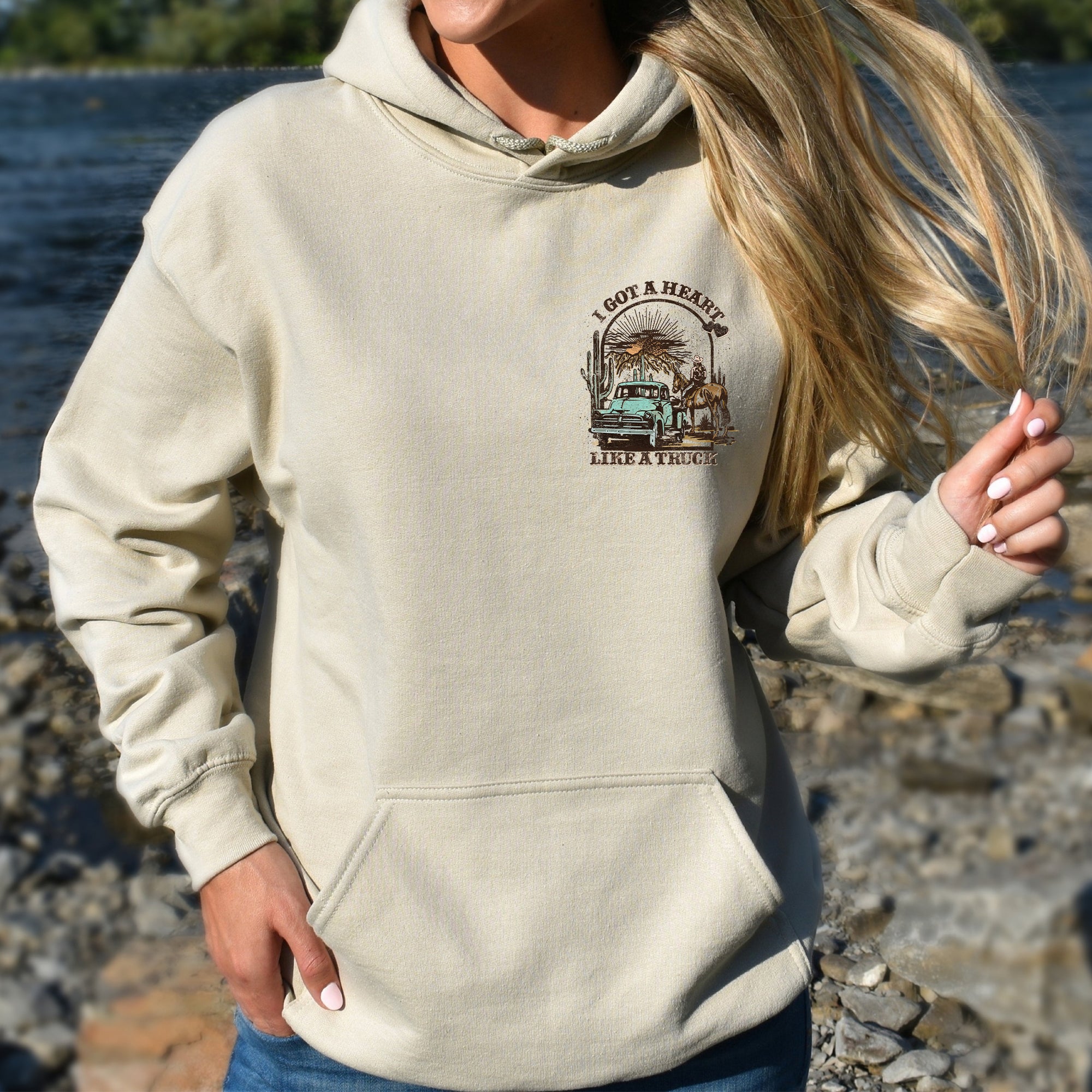 I Got A Heart Like A Truck Western Country Music Valentine Edition Hooded Sweatshirt
