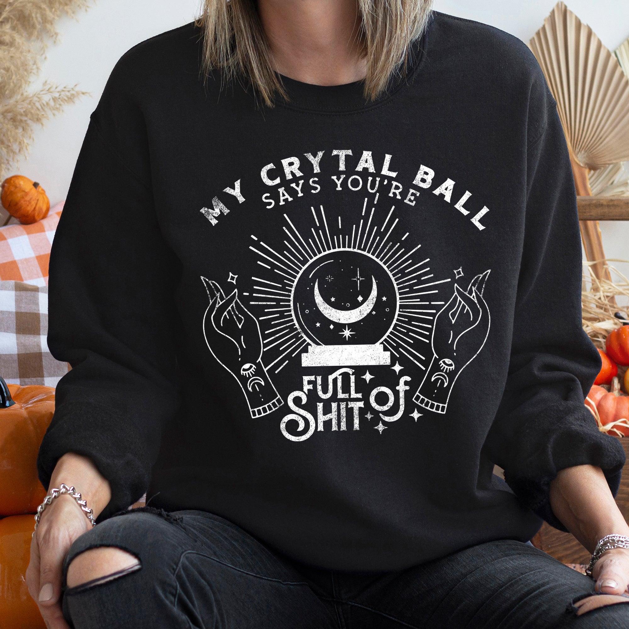 My Crystal Ball Vintage Halloween Fortune Telling Mystic Night Illustration Sweatshirt