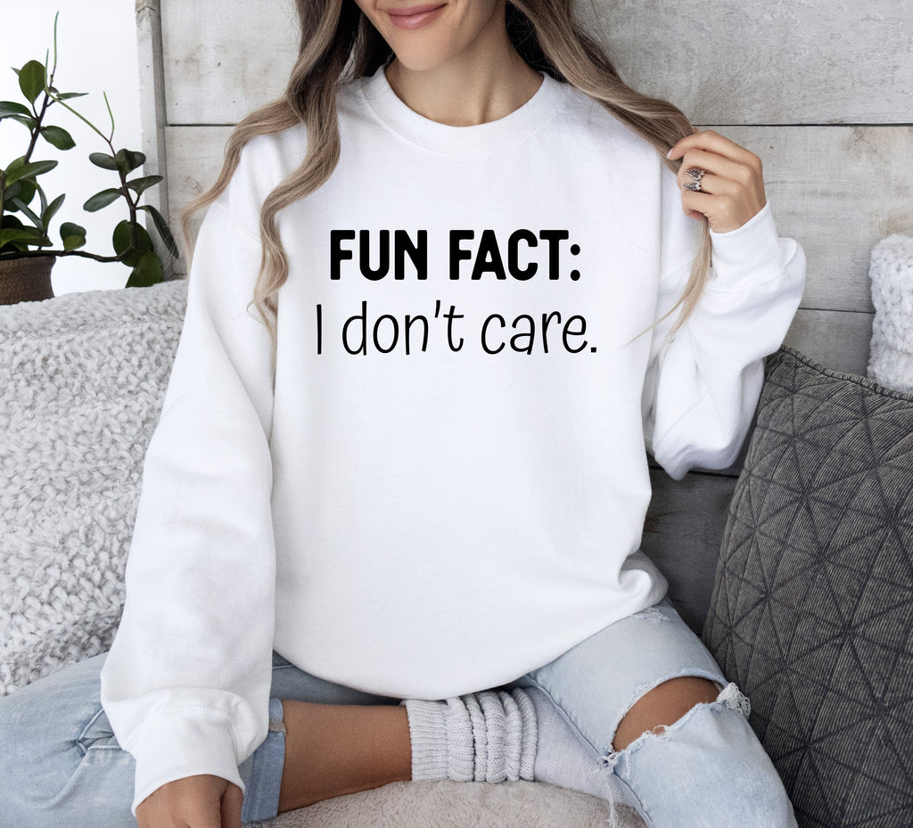 Fun Fact I Don't Care Sarcastic College Humor Statement Graphic Edition Sweatshirt