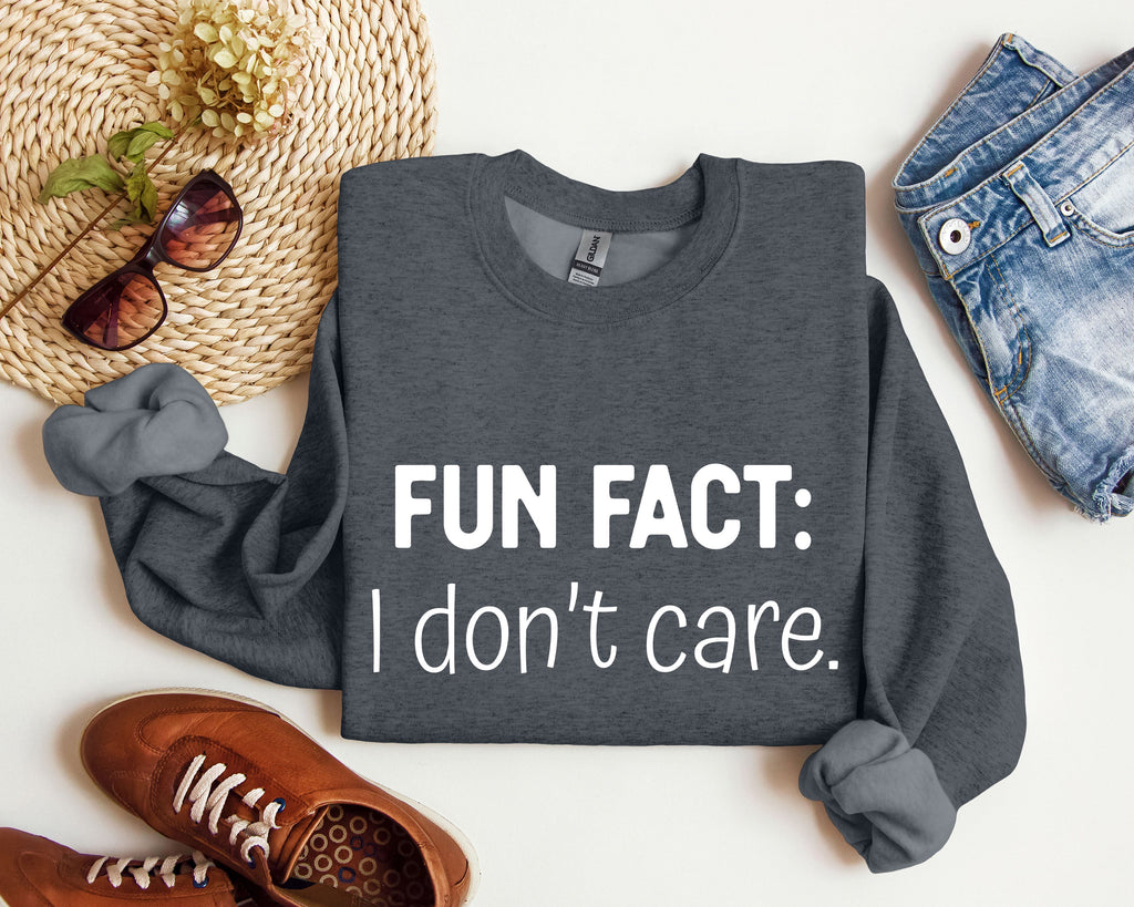 Fun Fact I Don't Care Sarcastic College Humor Statement Graphic Edition Sweatshirt