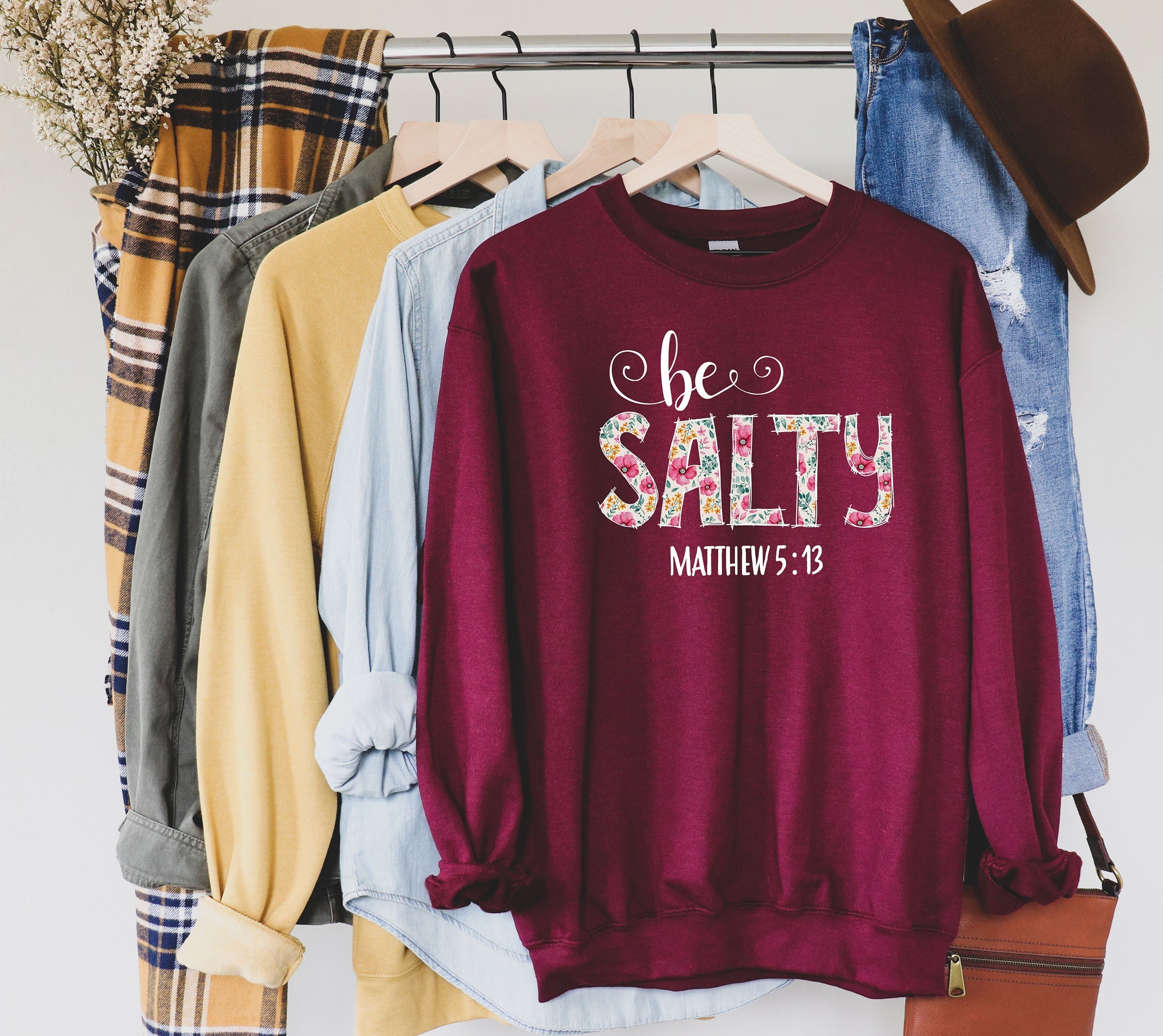 Be Salty Matthew 5:13 Inspirational Bible Verse Faith Statement Graphic Sweatshirt