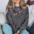Floral Print Dragonfly Garden Life Premium Soft Cozy Luxury Cotton-Blend Sweatshirt