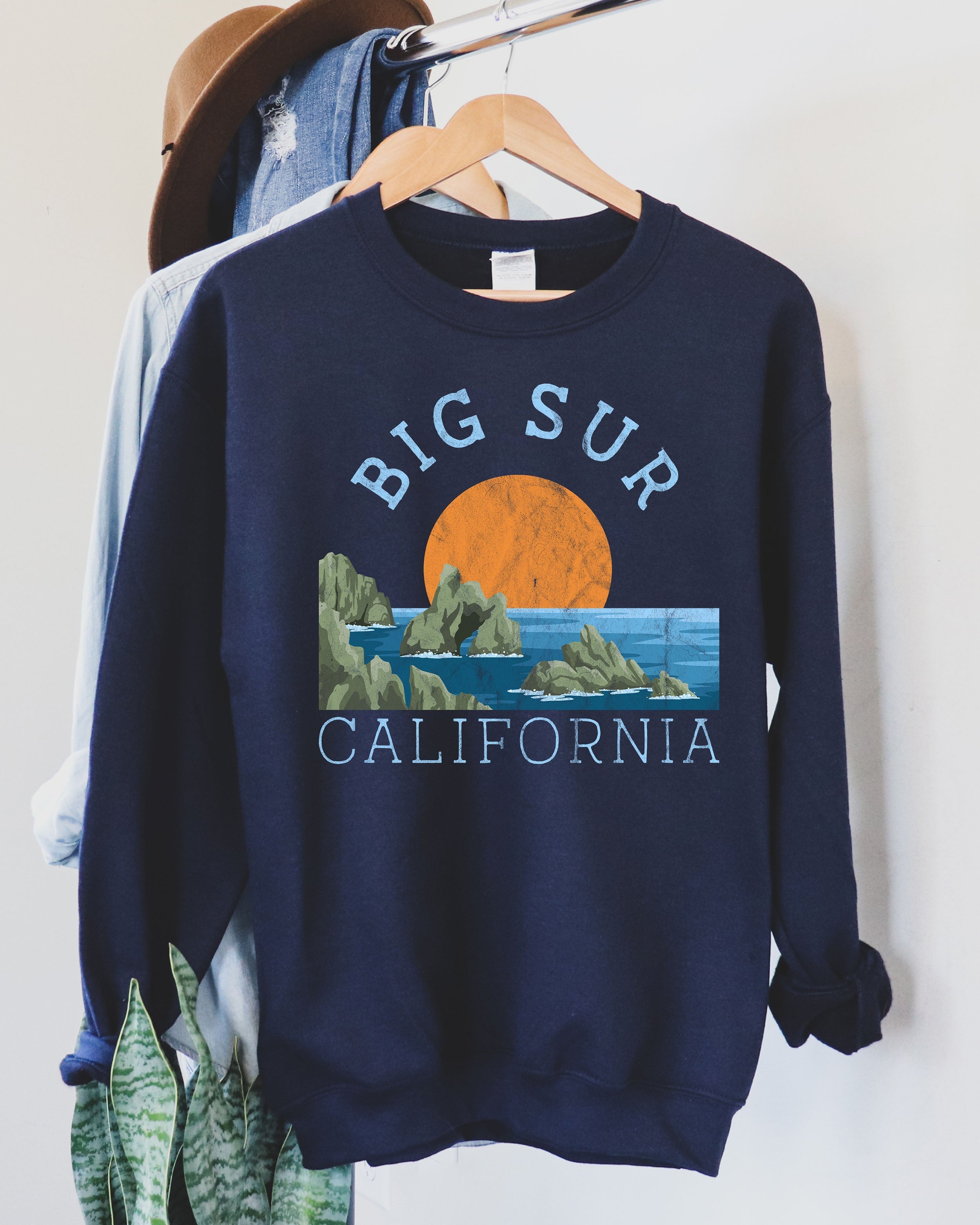 Big Sur National Park Vintage Inspired Scenic Coastline Graphic Adventure Collection Sweatshirt
