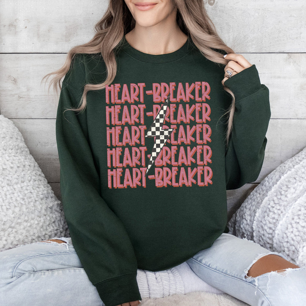 Heart Breaker Retro Bolt Valentine's Day Vintage Style Statement Ultra Bold Edgy Graphic Sweatshirt