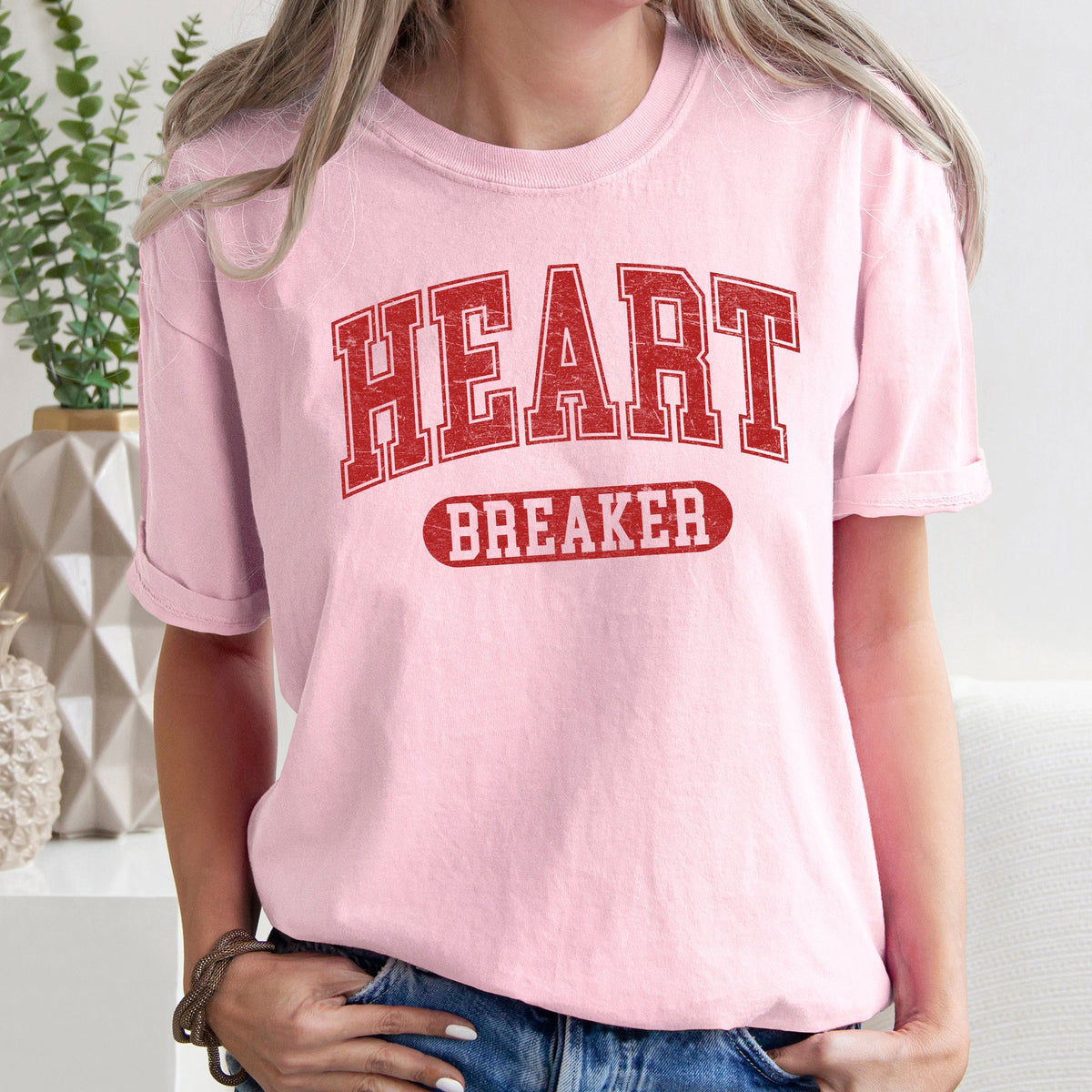 Heart Breaker Collegiate Love Vintage Varsity Style Retro Graphic Inspired Comfort Colors Tee