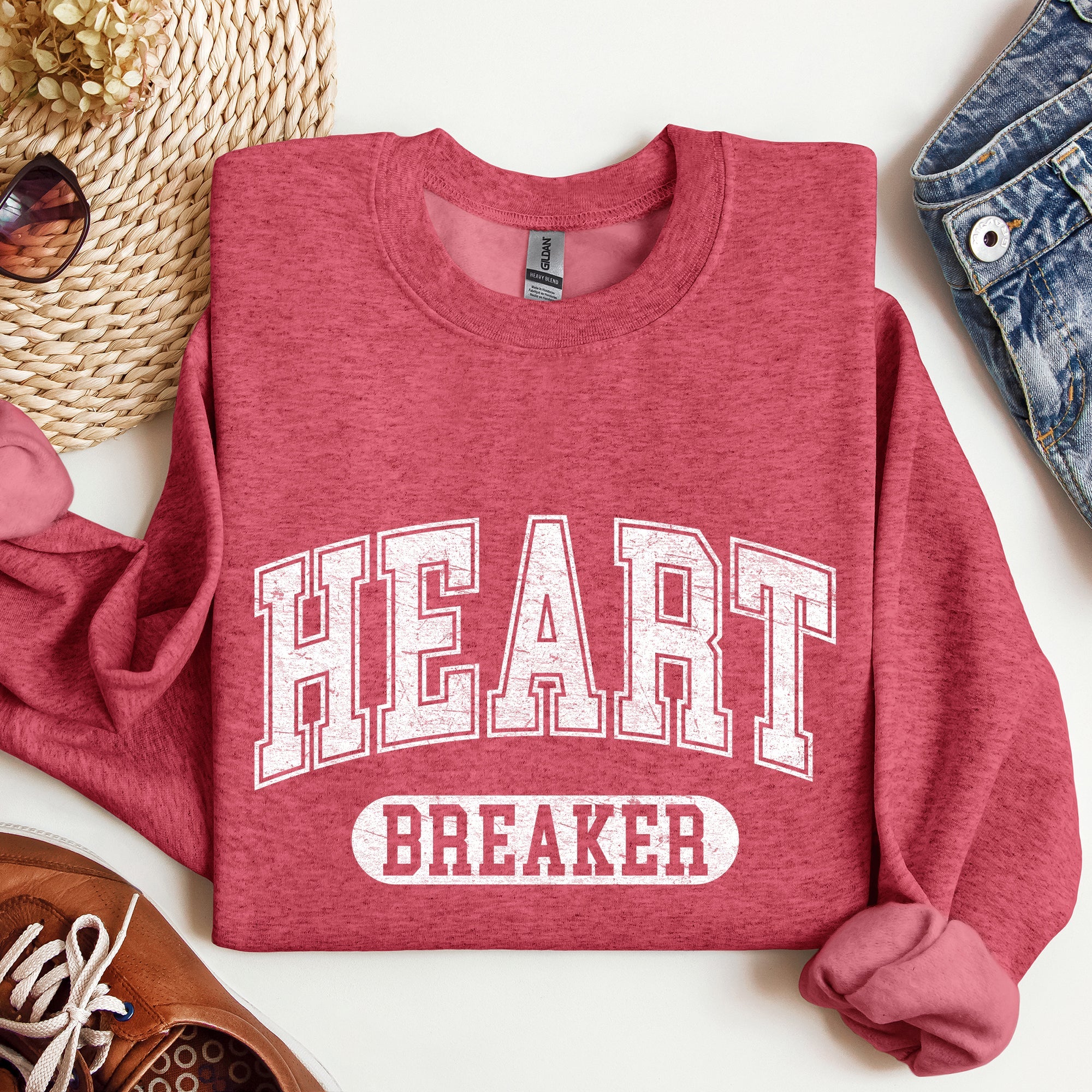 Heart Breaker Collegiate Love Valentine Edition Heartfelt Statement Forever Sweatshirt