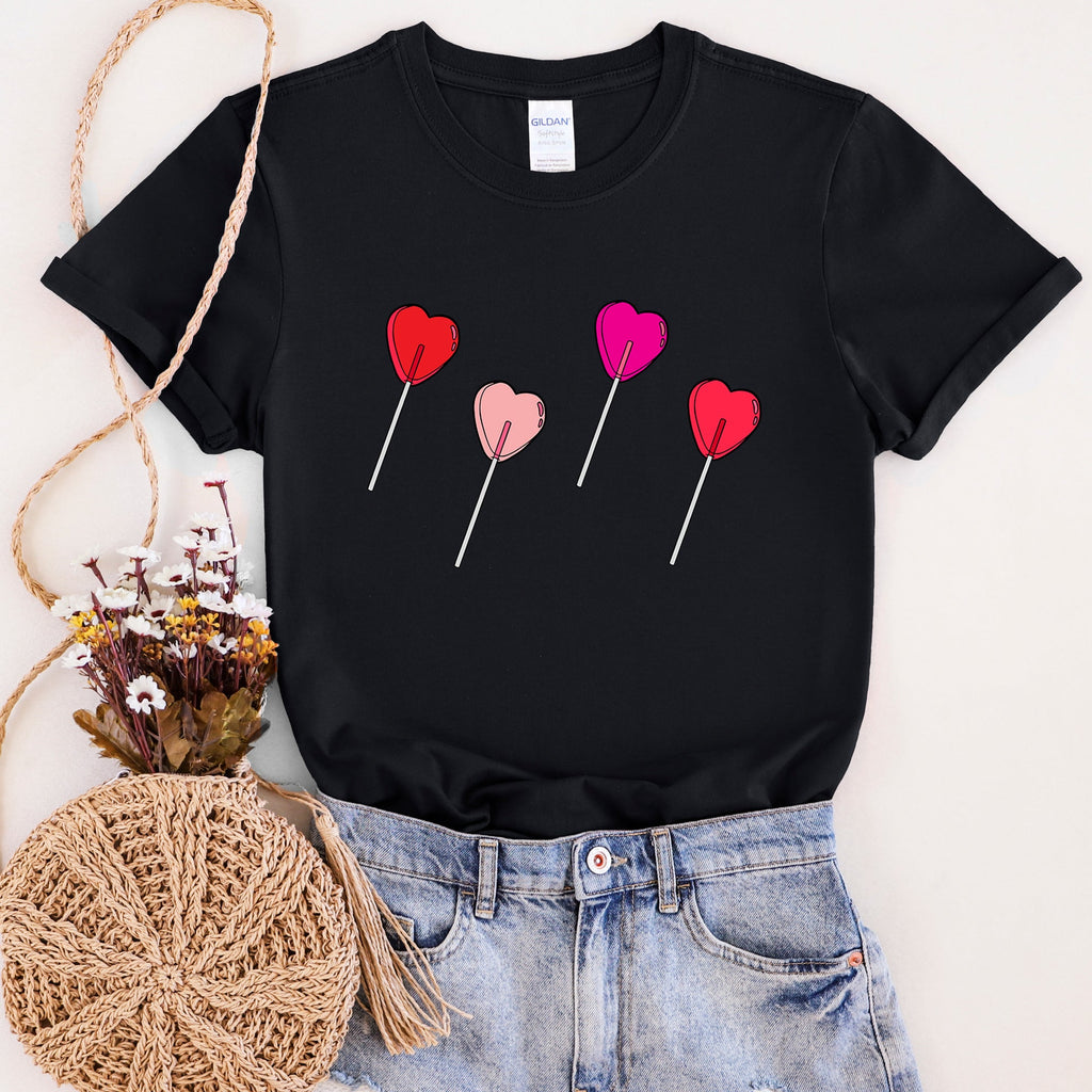 Valentine's Candy Lollipop Sweet Heart Cute Retro Style Illustration Graphic Tee