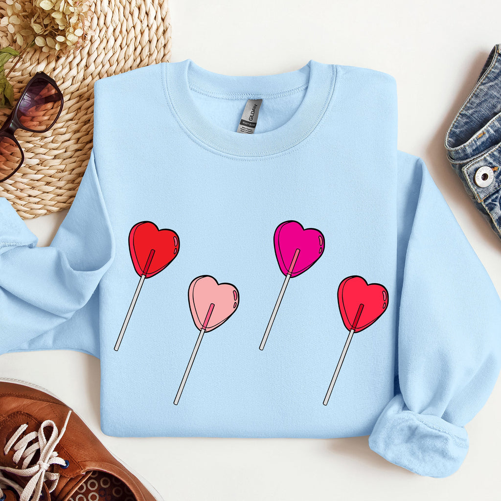 Valentine's Candy Lollipop Sweet Heart Graphic Print Celebrating Love Valentine's Day Edition Sweatshirt