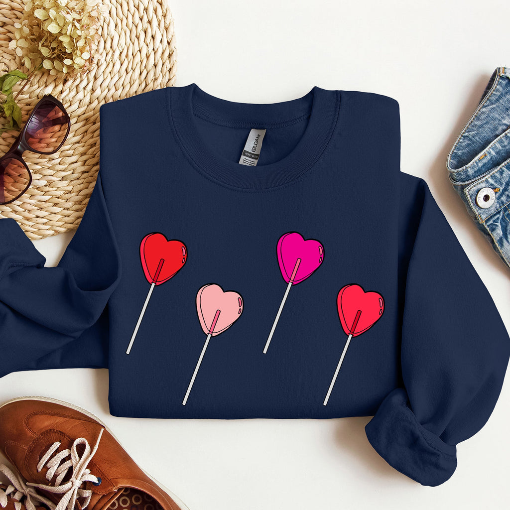 Valentine's Candy Lollipop Sweet Heart Graphic Print Celebrating Love Valentine's Day Edition Sweatshirt