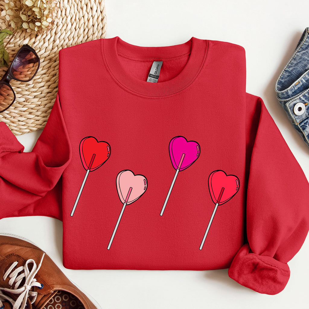 Valentine's Candy Lollipop Sweet Heart Graphic Print Celebrating Love Valentine's Day Edition Sweatshirt