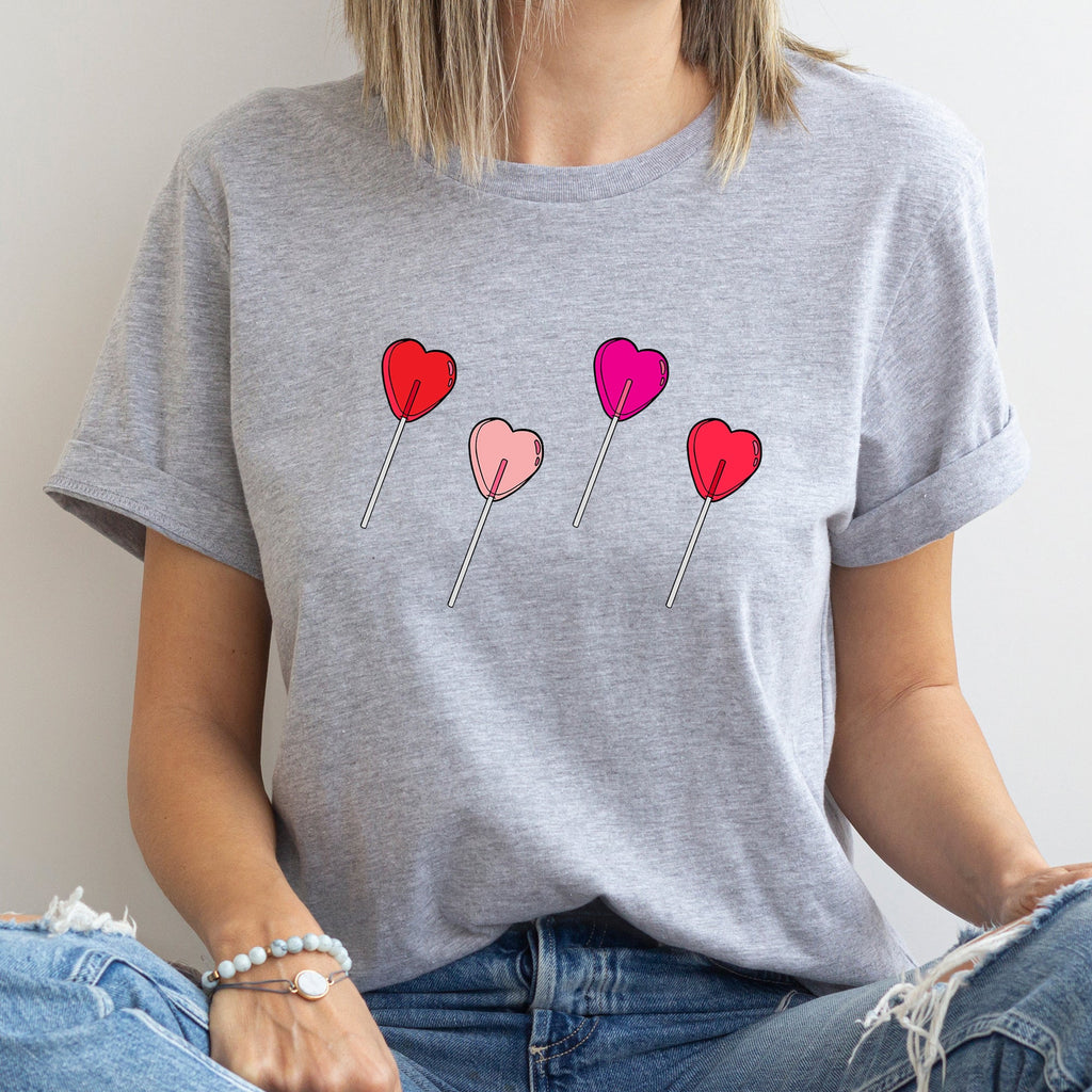 Valentine's Candy Lollipop Sweet Heart Cute Retro Style Illustration Graphic Tee