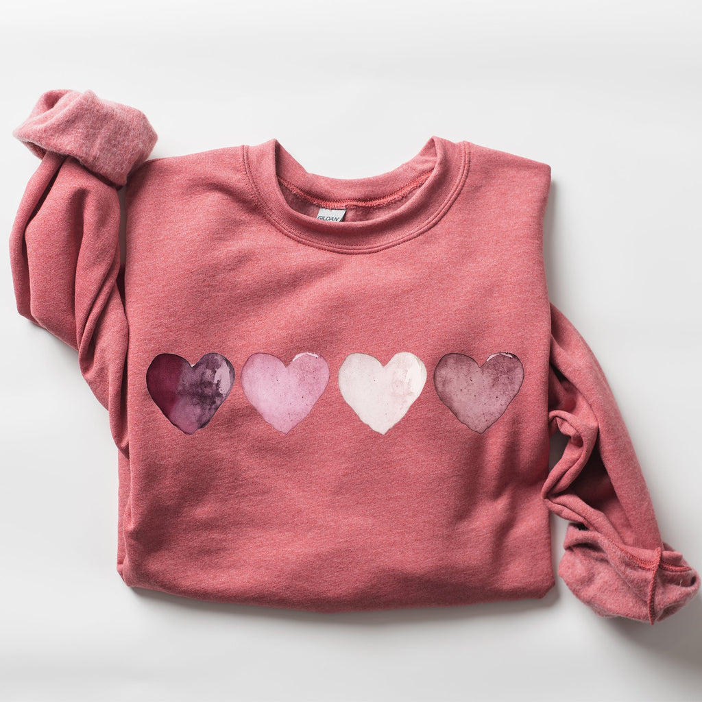 Valentine Hearts Retro Edition Graphic Love Motif Vintage Script Quote Sweatshirt