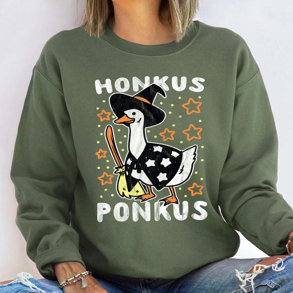 Honkus Ponkus Halloween Cozy Spooky Cute Neon Retro Modern Fun Graphic Sweatshirt