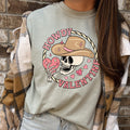 Howdy Valentine Skeleton Cowboy Western Country Heartfelt Love Theme Rustic Cowboy Romance Range Comfort Colors Tee