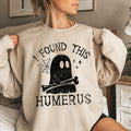 Humerus Ghost Halloween Skeleton Spirit Emblem Vintage Themed Print Haunted Night Artwork Sweatshirt