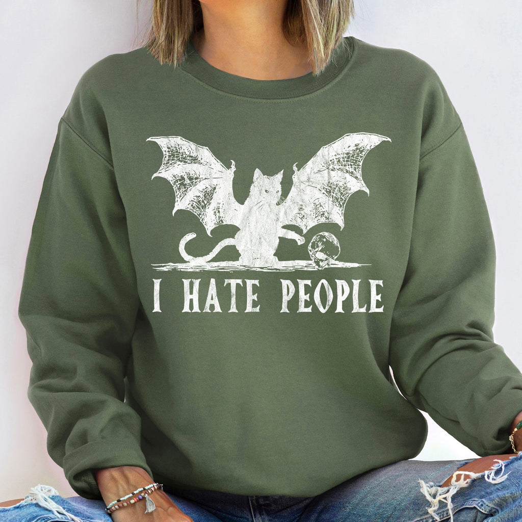 I Hate People Vintage Halloween Cozy Spooky Quote Graphic Theme Limited Edition Sweatshirt