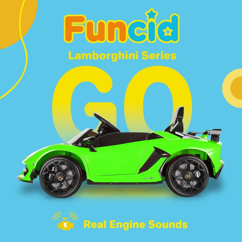 Electric Lamborghini Ride-On Car for Kids with Remote Control, Openable Doors, LED Lights, and MP3 Player