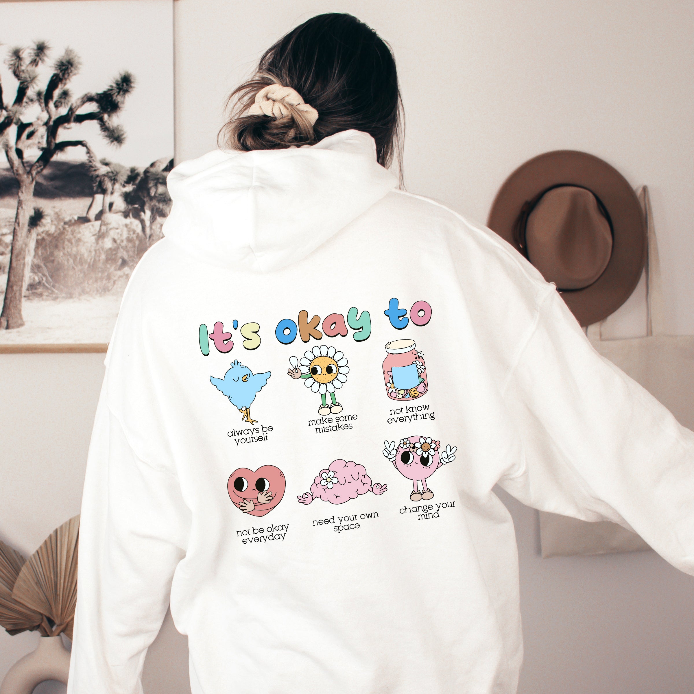 It's Ok To Positivity Kindness Mental Health Everyday Comfort Cozy Hooded Sweatshirt