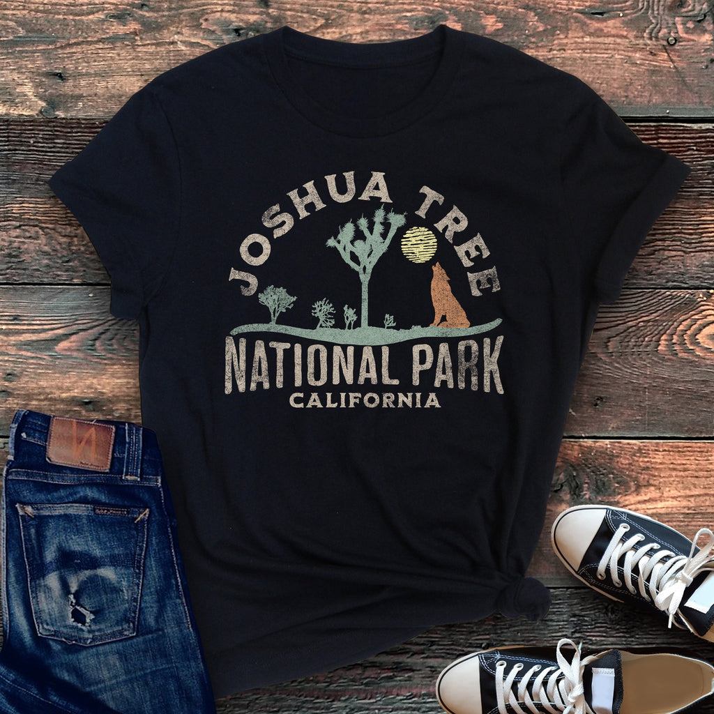 Joshua Tree National Park Scenic Desert Landscape Illustration Sunset Stars Graphic Tee