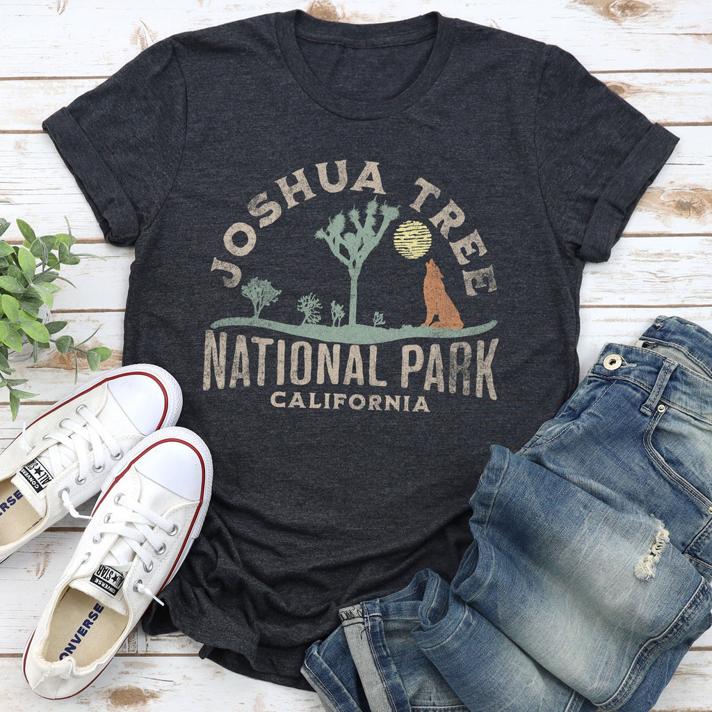 Joshua Tree National Park Scenic Desert Landscape Illustration Sunset Stars Graphic Tee