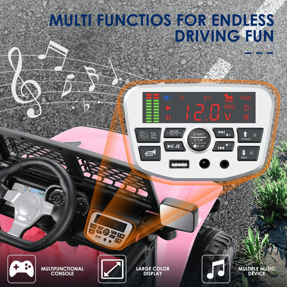 Kids Electric Ride-On Car with Remote Control and MP3 Player - 12/24V Children's Truck