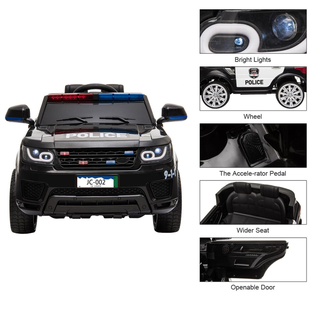 Kids Police SUV Ride-On Car with Lights, Music, and Remote Control - 3 Speed Options