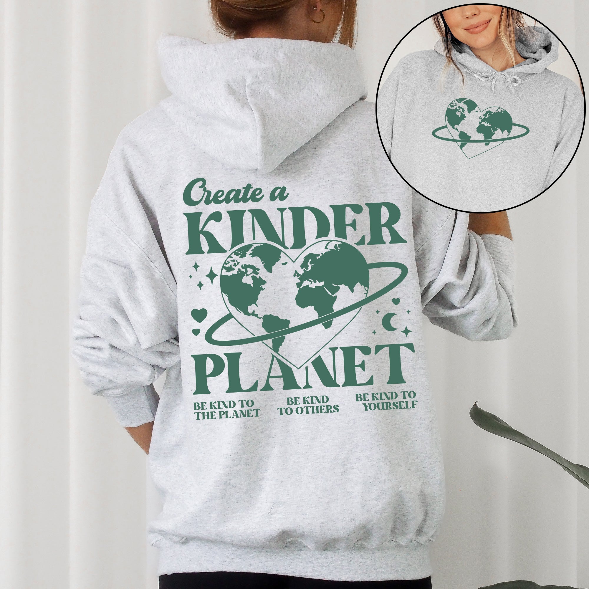 Create A Kinder Planet Environment Positivity Kindness Mental Health Hooded Sweatshirt