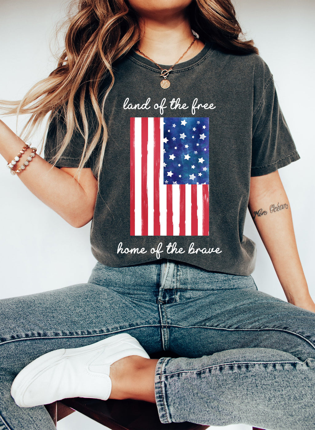 Land Of The Free Patriotic American Flag Edition Bold Stars And Stripes Comfort Colors Tee