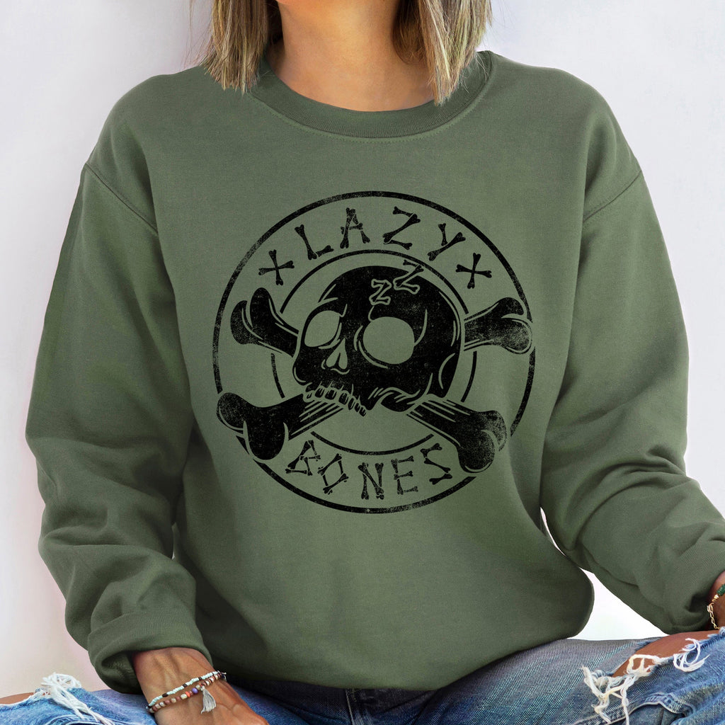 Lazy Bones Vintage Halloween Spooky Skeleton Parade Nighttime Haunt Collection Sweatshirt