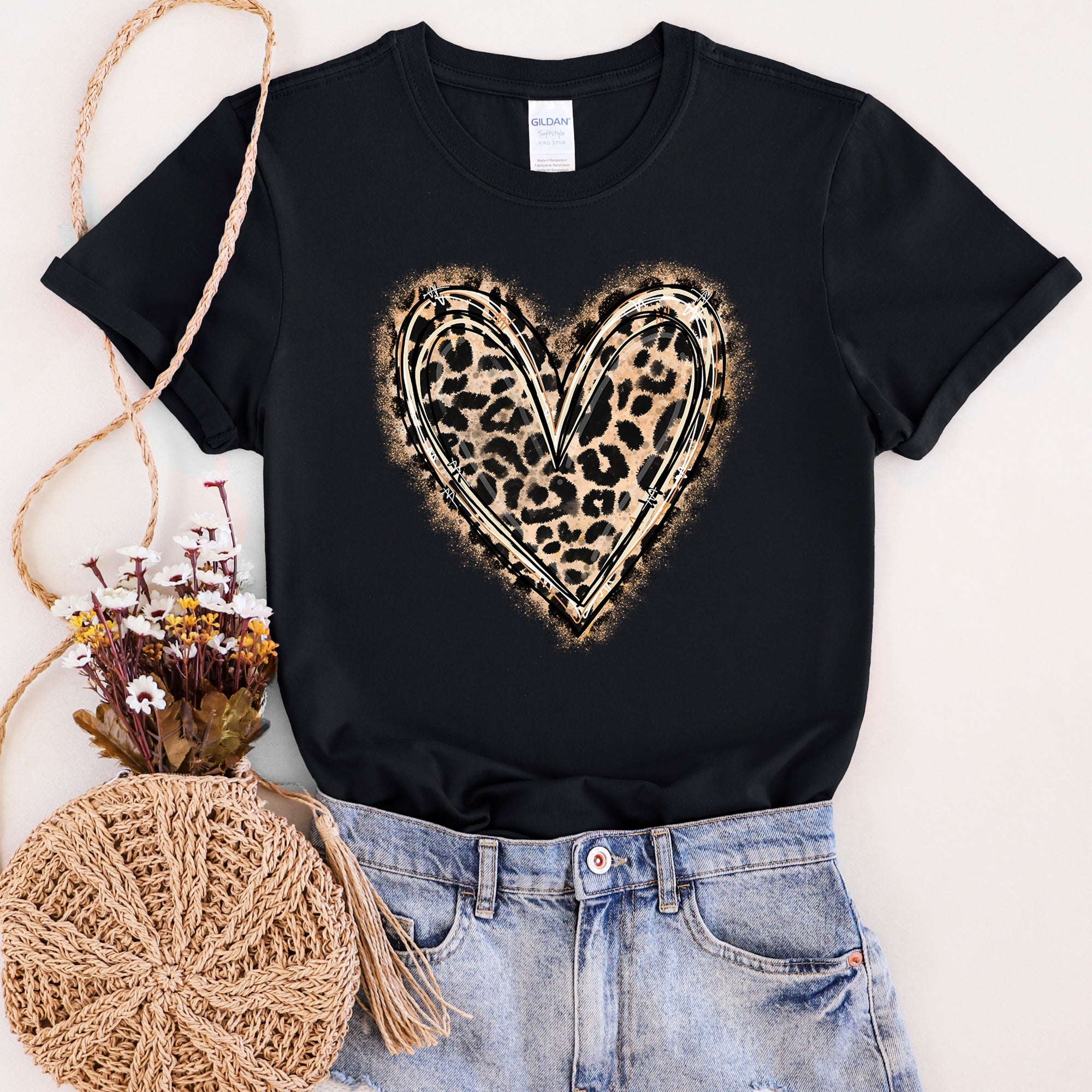 Leopard Print Heart Valentine's Day Luxe Super Soft Cotton Premium Lux Graphic Tee