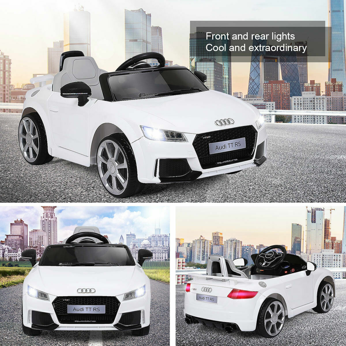 Licensed 12V Audi TT RS Electric Kids Ride On Car with Remote Control and MP3 Player - White