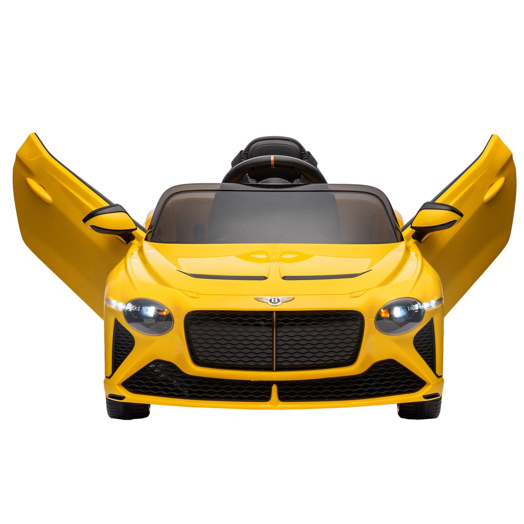 Licensed Bentley 2.4G Kids Ride On Car with Remote Control, 3 Speeds, and 12V Battery in Yellow