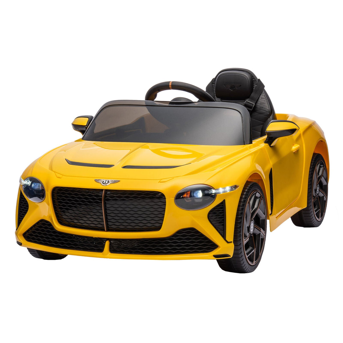 Licensed Bentley 2.4G Kids Ride On Car with Remote Control, 3 Speeds, and 12V Battery in Yellow