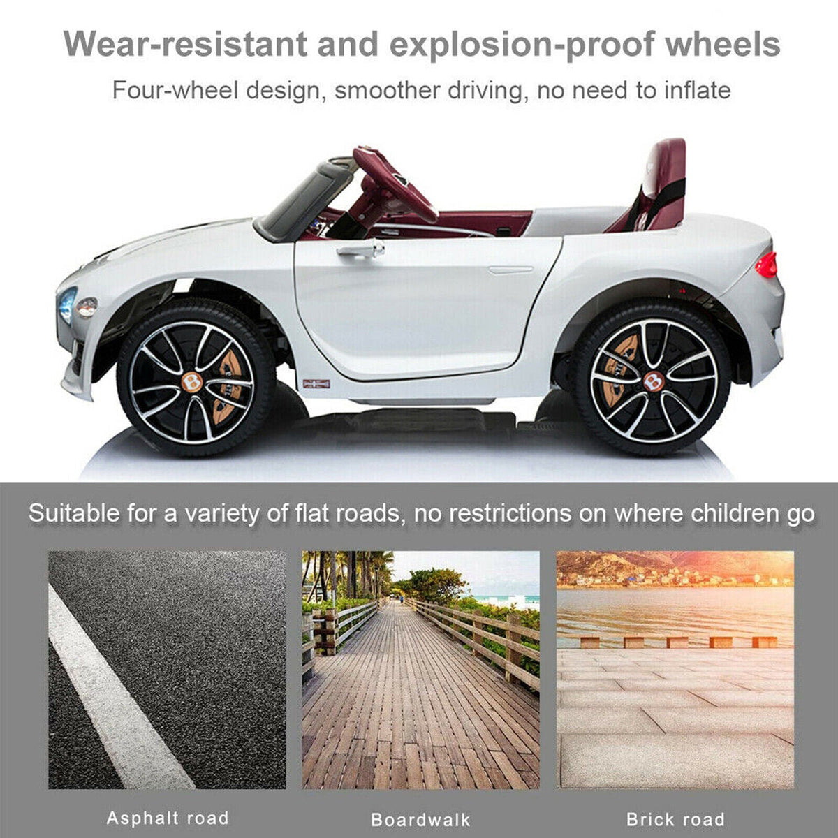 12V Electric Ride-On Car for Kids with Leather Seat - Bentley Style