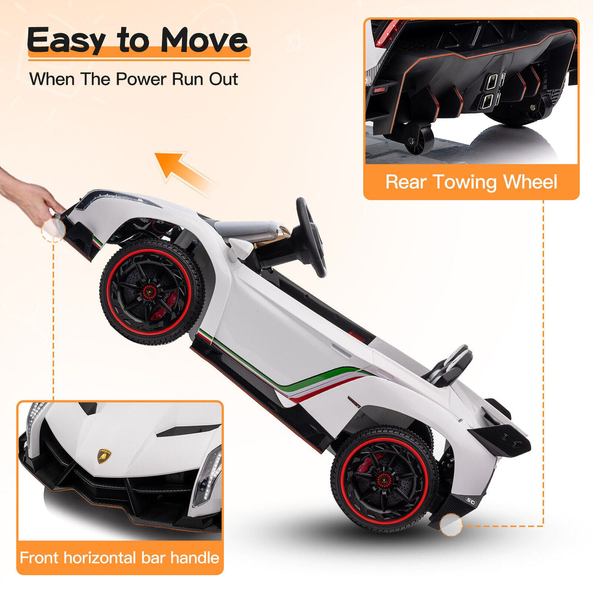 Licensed Lamborghini Electric Ride-On Car for Kids with MP3 and Remote Control - 12V