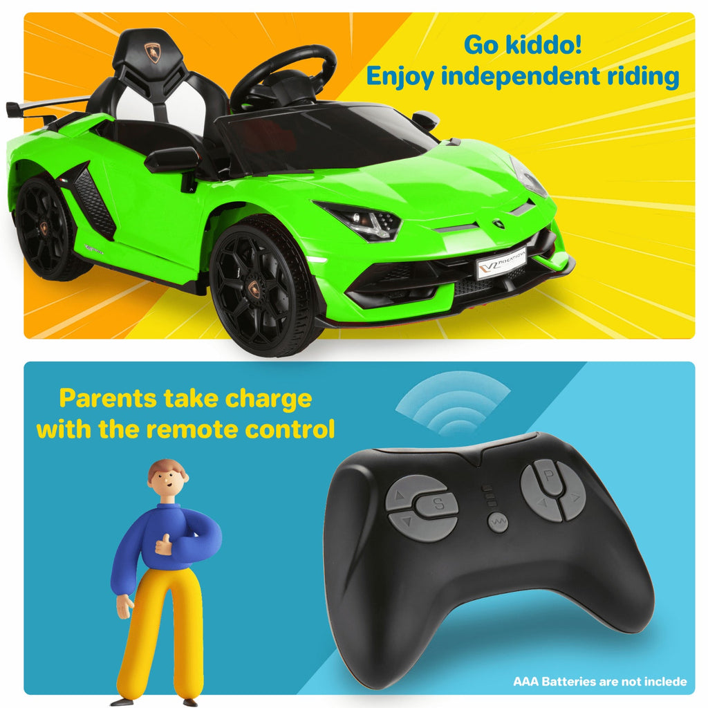 12V Lamborghini Kids Ride On Sports Car with Remote Control - Battery Powered Toy