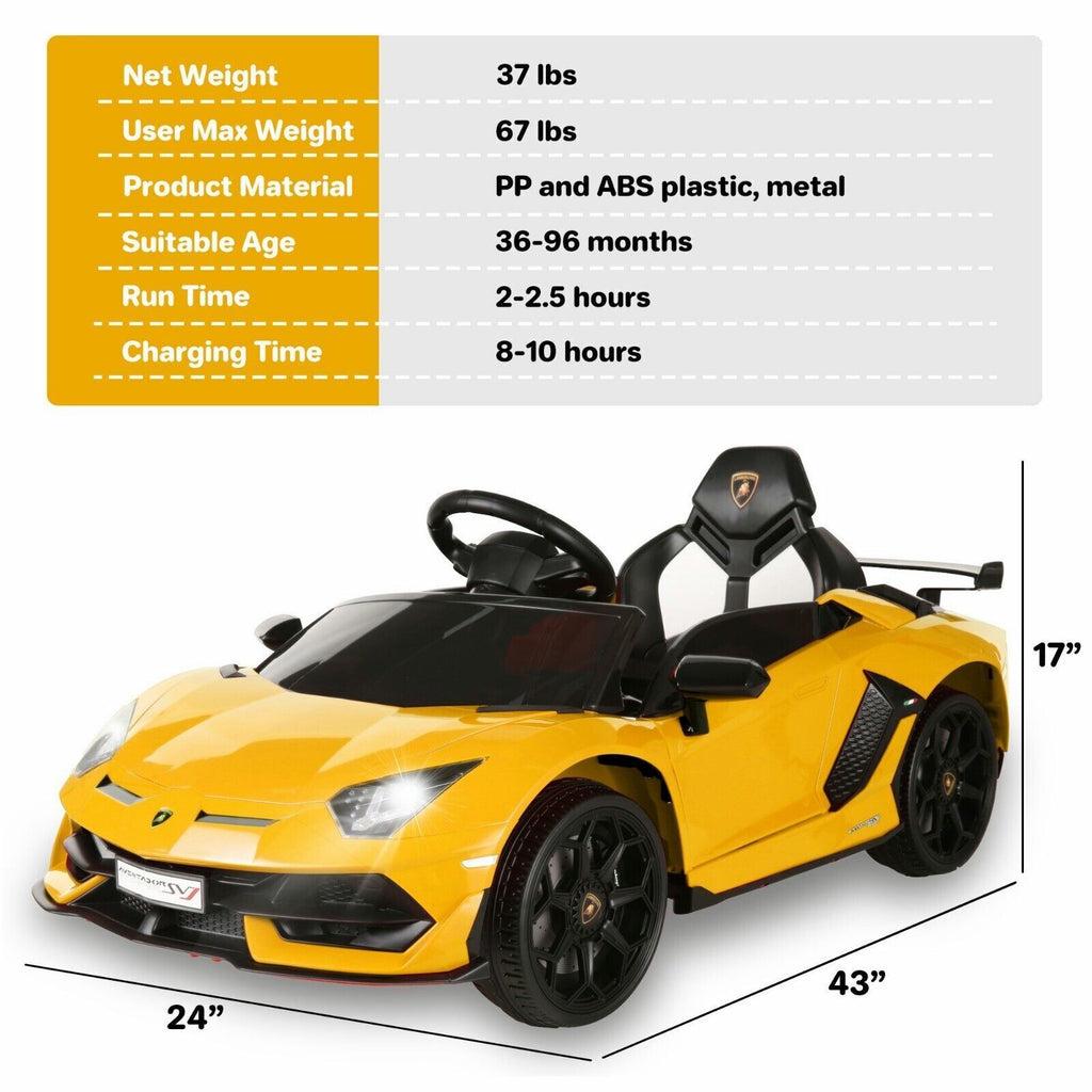 12V Lamborghini Kids Ride On Sports Car with Remote Control - Battery Powered