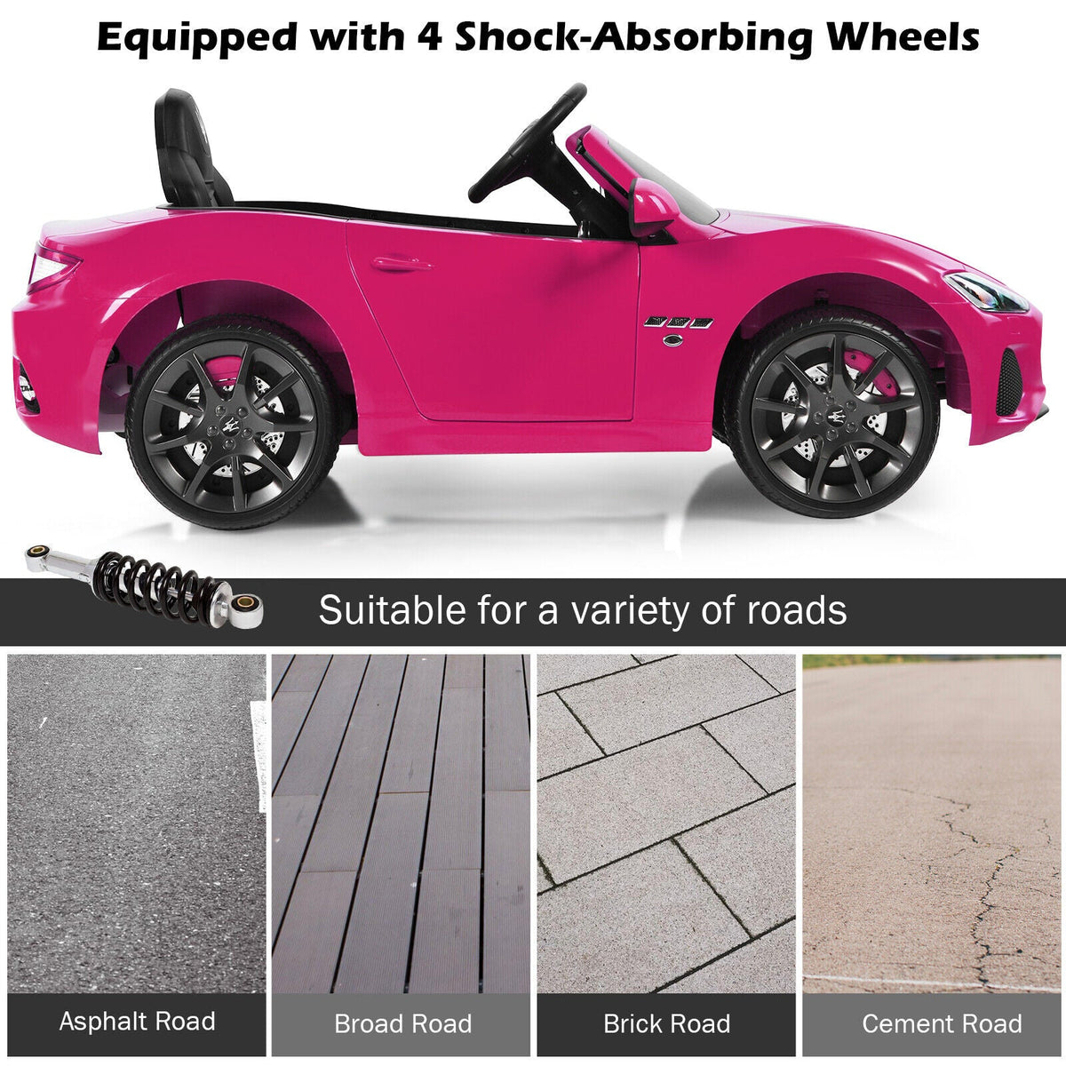 Licensed Maserati GranCabrio 12V Ride On Car with Remote Control and Music for Kids