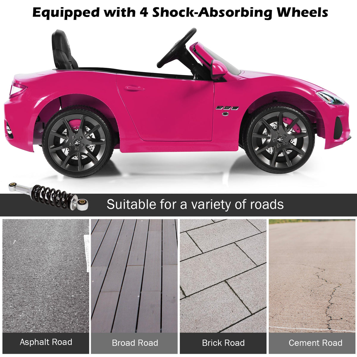 Licensed Maserati GranCabrio 12V Ride On Car with Remote Control and Music for Kids