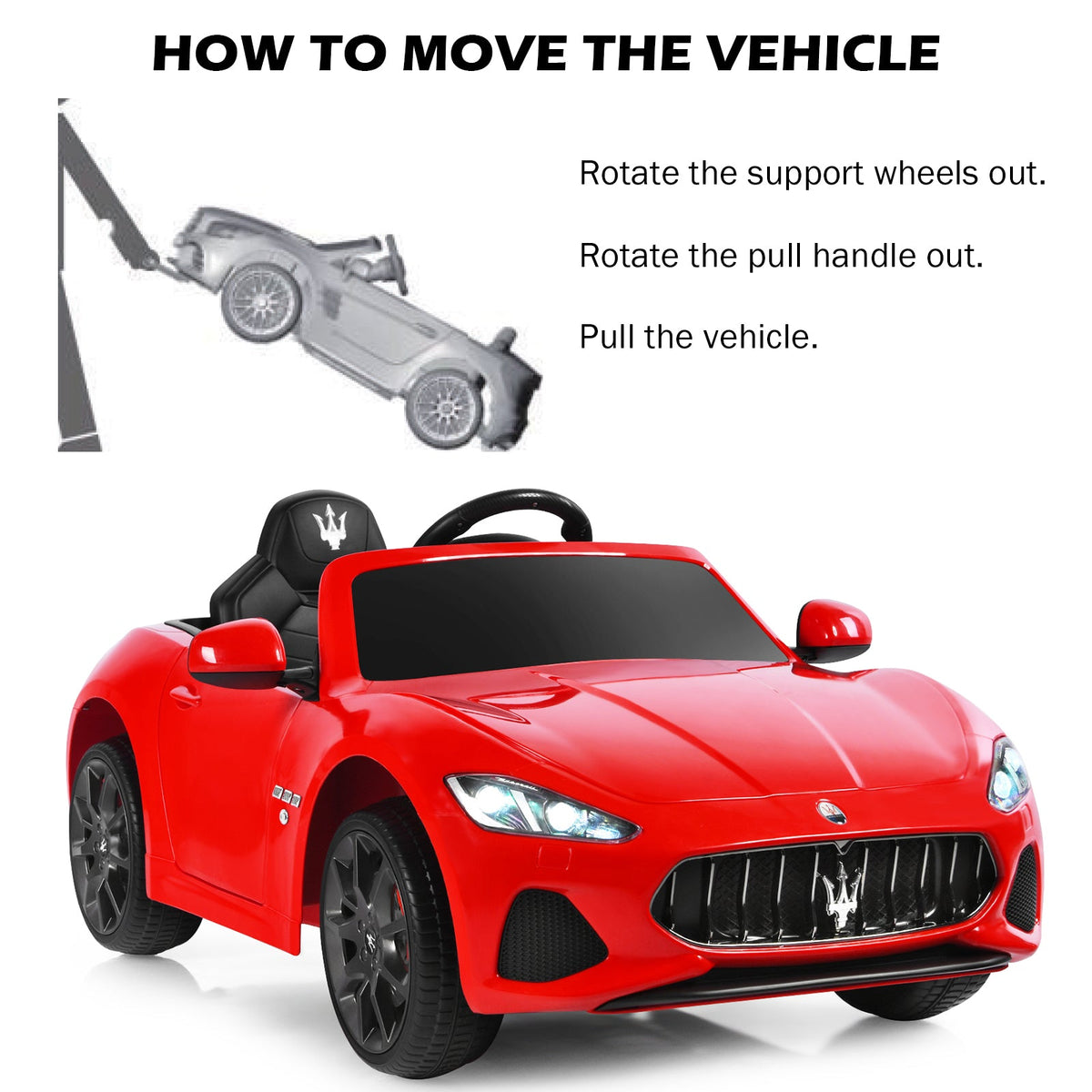 Licensed Maserati GranCabrio 12V Ride On Car with Remote Control and Music for Kids