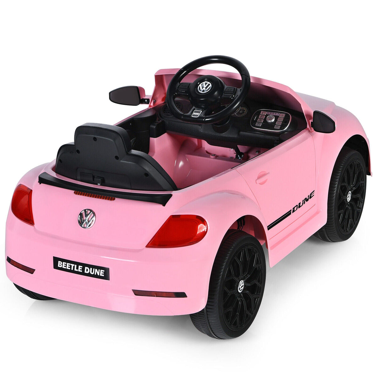 Licensed Pink Volkswagen Beetle Ride-On Car for Kids with Music and Remote Control - 12V
