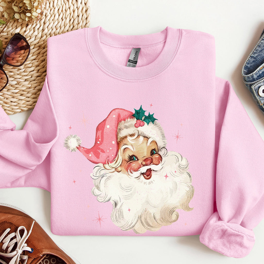 Retro Santa Vintage Classic Christmas Star Motif Warm Cozy Holiday Spirit Sweatshirt