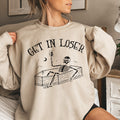 Get In Loser Skeleton Halloween Night Party Edition Cozy Fleece Vintage Gothic Style Sweatshirt