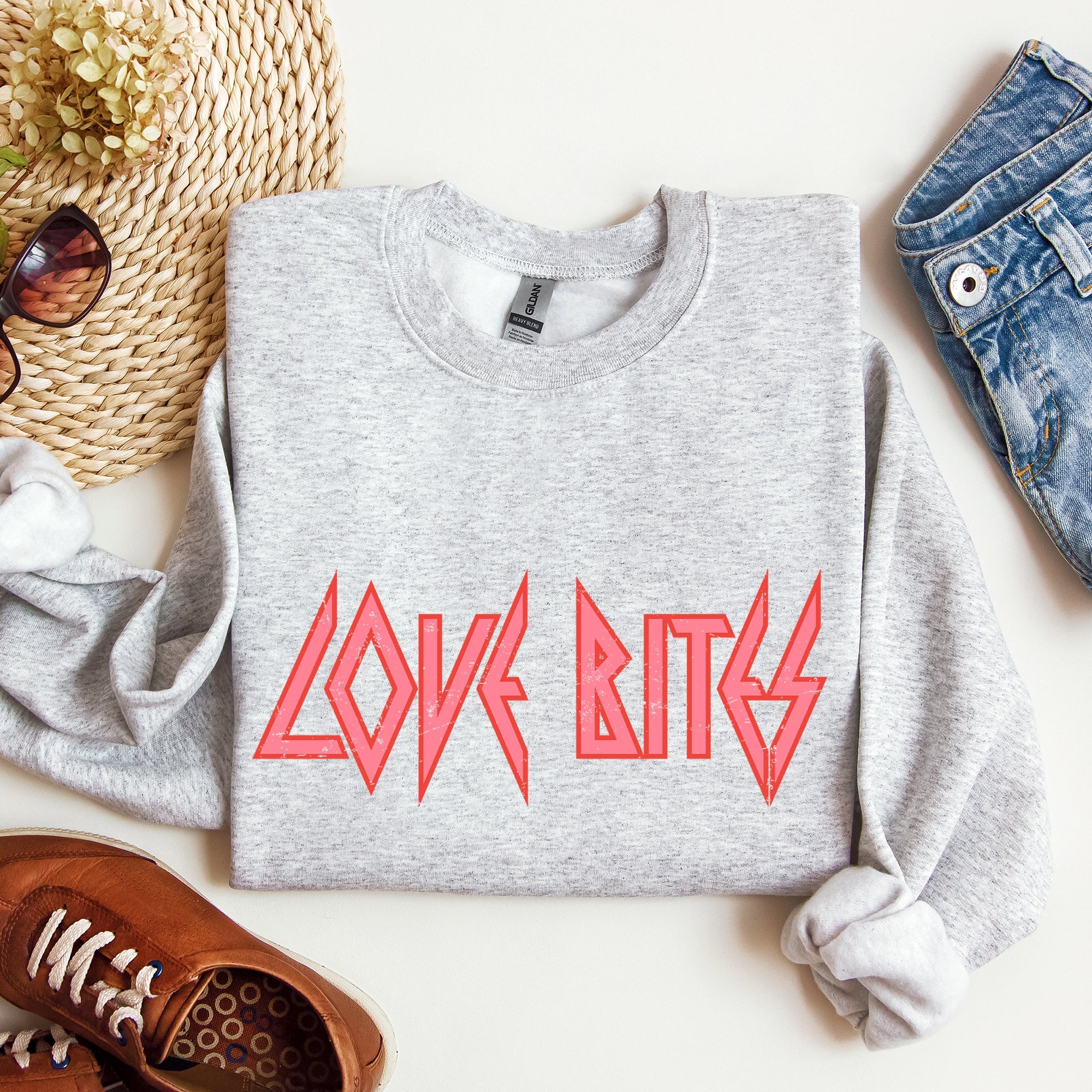 Love Bites Def Retro 80s Rock Music Nostalgia Valentine's Day Limited Edition Sweatshirt