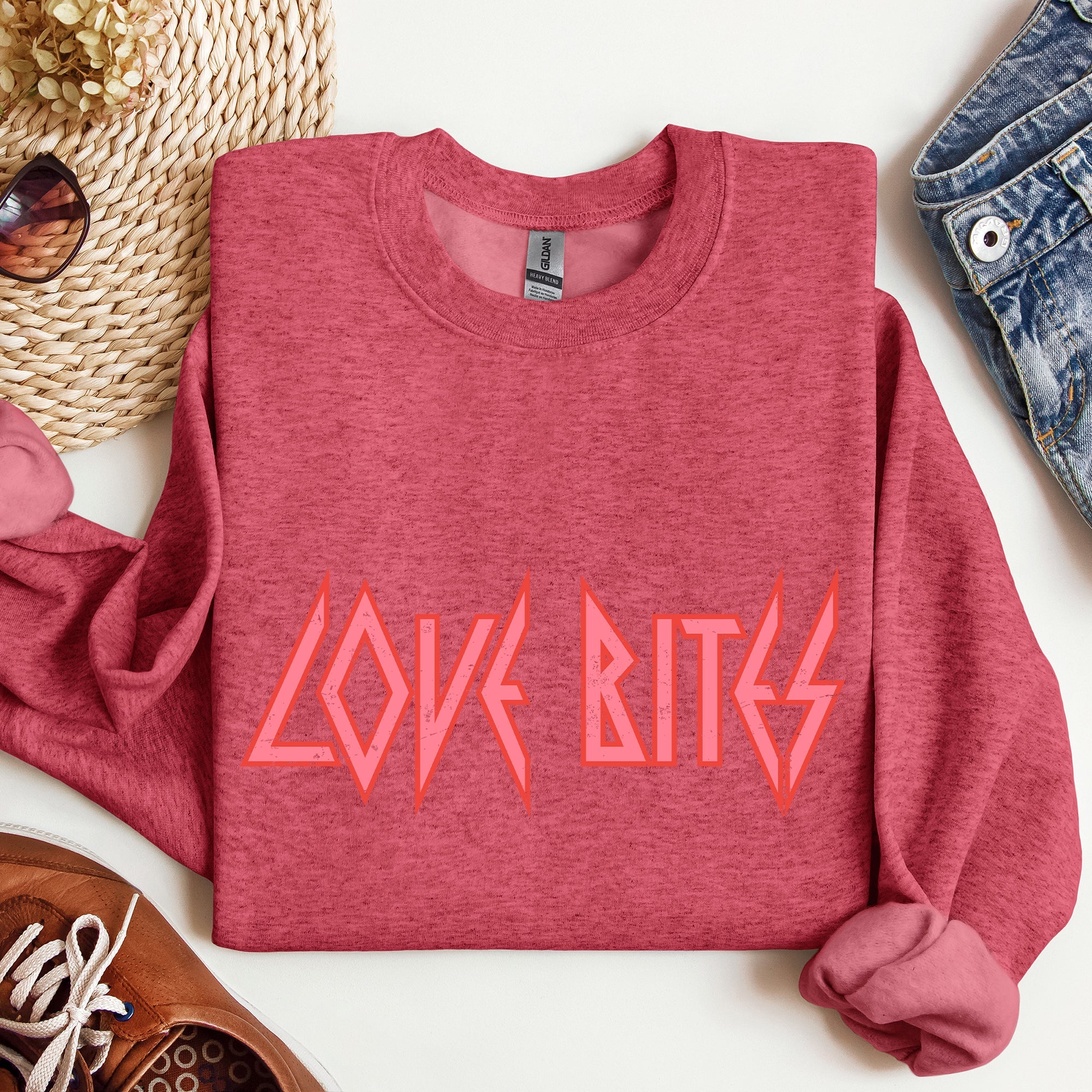 Love Bites Def Retro 80s Rock Music Nostalgia Valentine's Day Limited Edition Sweatshirt