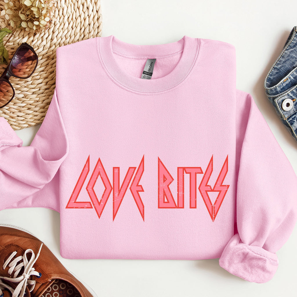 Love Bites Def Retro 80s Rock Music Nostalgia Valentine's Day Limited Edition Sweatshirt