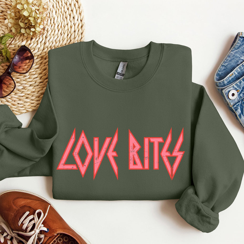 Love Bites Def Retro 80s Rock Music Nostalgia Valentine's Day Limited Edition Sweatshirt