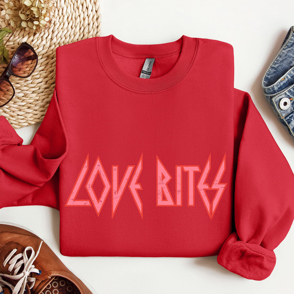 Love Bites Def Retro 80s Rock Music Nostalgia Valentine's Day Limited Edition Sweatshirt