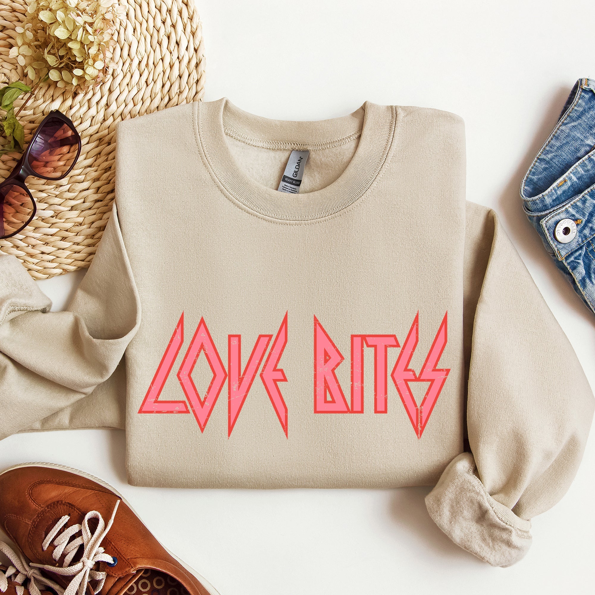 Love Bites Def Retro 80s Rock Music Nostalgia Valentine's Day Limited Edition Sweatshirt